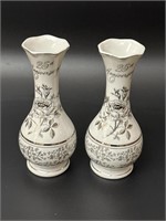 2 pcs Identical, 25th Anniversary Porcelain Vases