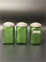 Vintage Set of 3 pcs Forest Green Salt / Pepper