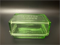 Fabulous Green Depression Glass Butter Tray /Cover