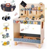 $80  Wooden Workbench  69-Pc Toy Set  3+