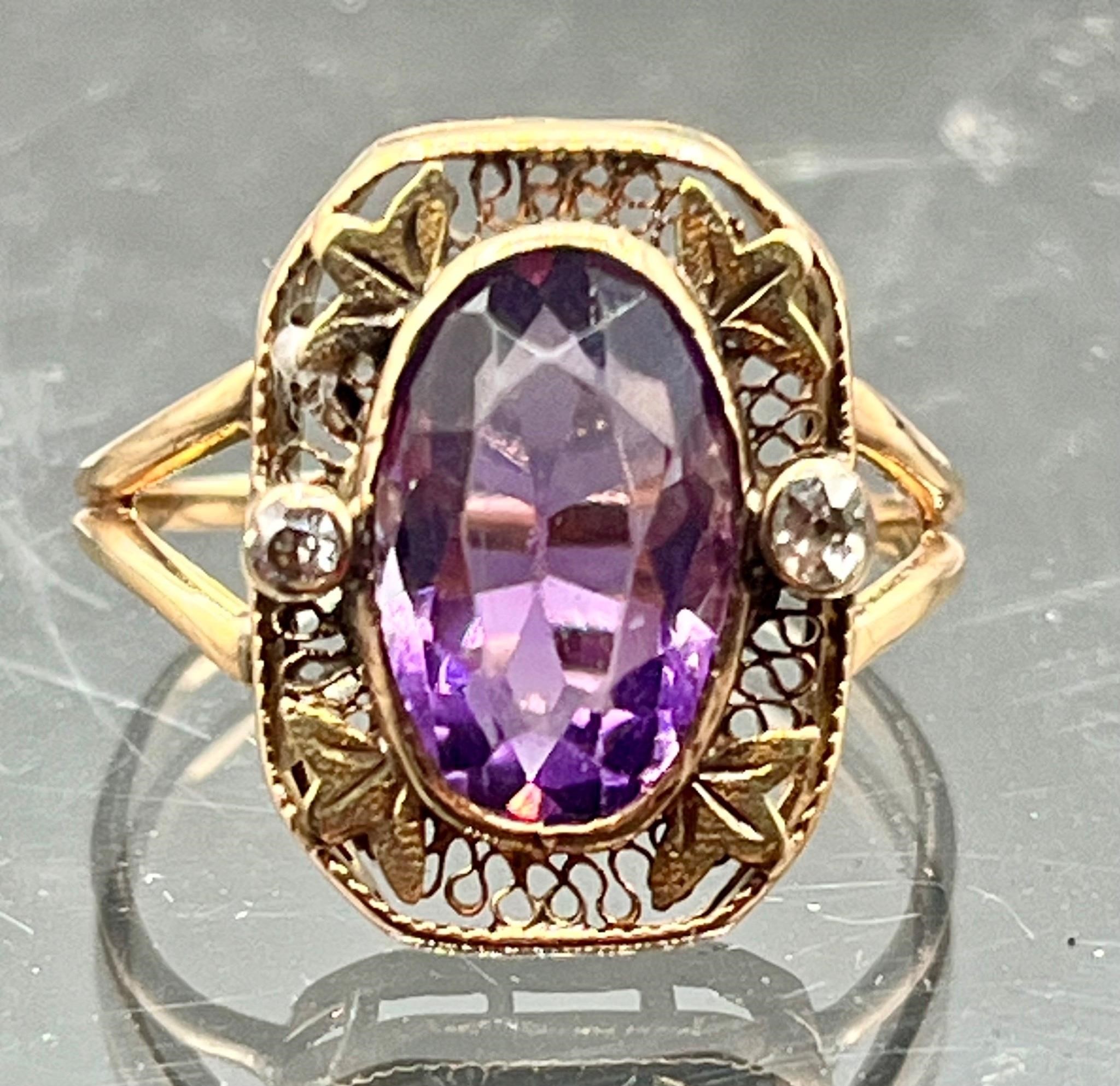 Antique 10k gold amethyst ring