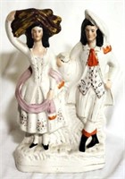 English Staffordshire couple 13" tall figurine