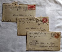 3 Original Letters & Envelope WWII Era 1945
