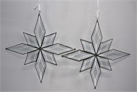 2 Pc Bevelled Glass Star Decorations 12"H