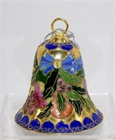 Cloisonne Christmas Bell Ornament 3 " H