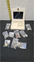 JEWELRY BOX AND 9 PAIRS OF EAR RINGS