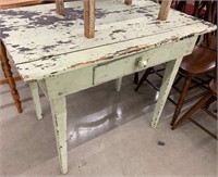 Primitive Green Painted Wooden Work Table