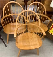 Set Of (3) Modern Oak Windsor Arm Chairs