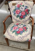 Floral Upholstered Mahogany Arm Chair