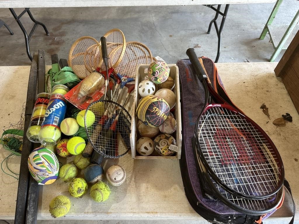 Badminton Racquets, Tennis Racquets, Net, Tennis