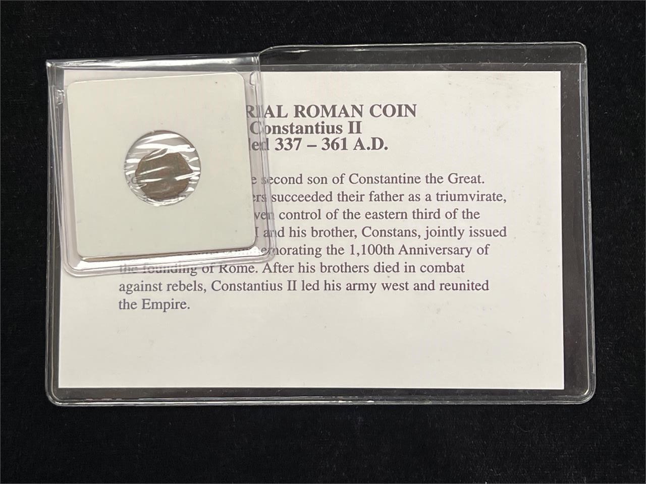 Imperial Roman Coin Constantius II with COA