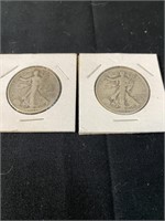 2 1943 Walking Liberty 1/2 Dollars