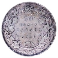 Canada, 1936 Silver 50 Cents VG10 ICCS