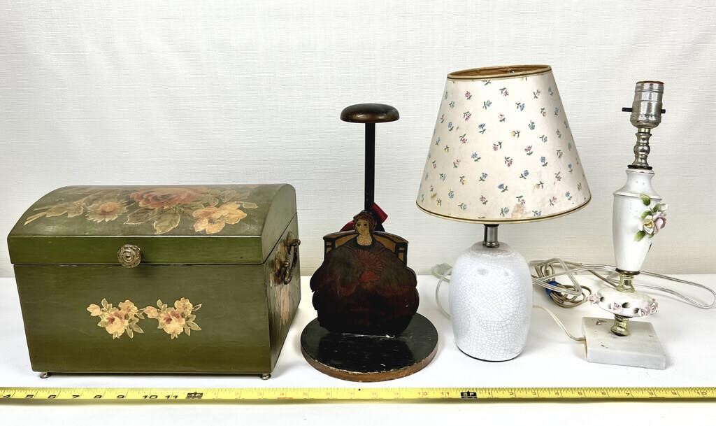 Olive Green Box, Hat Stand , 2 Lamp's