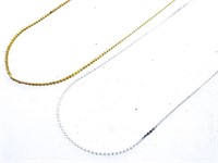 Lot 2 Silver & Gold Plated Chains, Curb Link, 20"