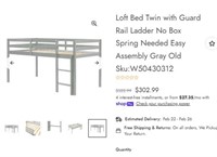 B8919 Loft Bed Twin with Guard Rail Ladder