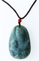 Hand Carved Jade Stone Pendant w/ Nylon Chord Neck