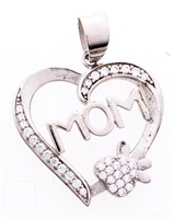 925 Sterling Silver Heart Pendant "MOM"