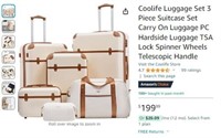 B214 Coolife Luggage Set 3 Piece Suitcase Set