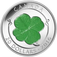 2016 $20 Four Leaf Clover - Pure Silver Coin - SOL