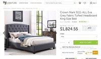 CM5111 Grey Fabric Tufted Headboard King Size Bed