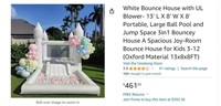 B322 White Bounce House with UL Blower- 13 L X 8
