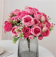 B728 Artificial Flowers Pink Artificial Fake Peony