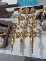 6 VINTAGE BRASS SCONCE CANDLE HOLDERS