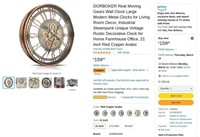 P137  DORBOKER Gears Wall Clock Modern 21 Inch