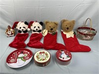 Christmas Bear Stockings, Tins, Basket