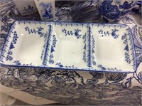 Blue and white divided dish