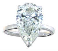 14kt Gold 6.04 ct Pear Cut VS Lab Diamond Ring