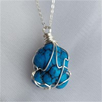 Wire Wrapped Turquoise Gemstone Necklace