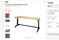 W3199  Husky 72 in W Black Adjustable Worktable