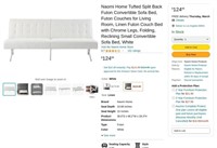 B6174  Naomi Home Futon Sofa Bed Convertible 45