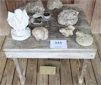 Wooden Outdoor Table w Geodes