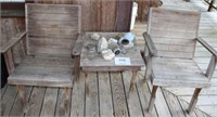 Handmade Wooden Table/ Chairs w Contents