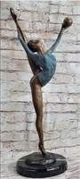 BRONZE GYMNAST WITH BALANCING BALL BY COLLETT