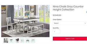 B2715CG Nina Chalk Grey Counter Height Dining Set