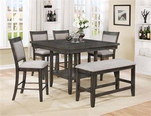 B2727gy Grey 6 pc Counter Height Set w/ Lazy Susan