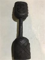 African double sided gong rattle, black wood