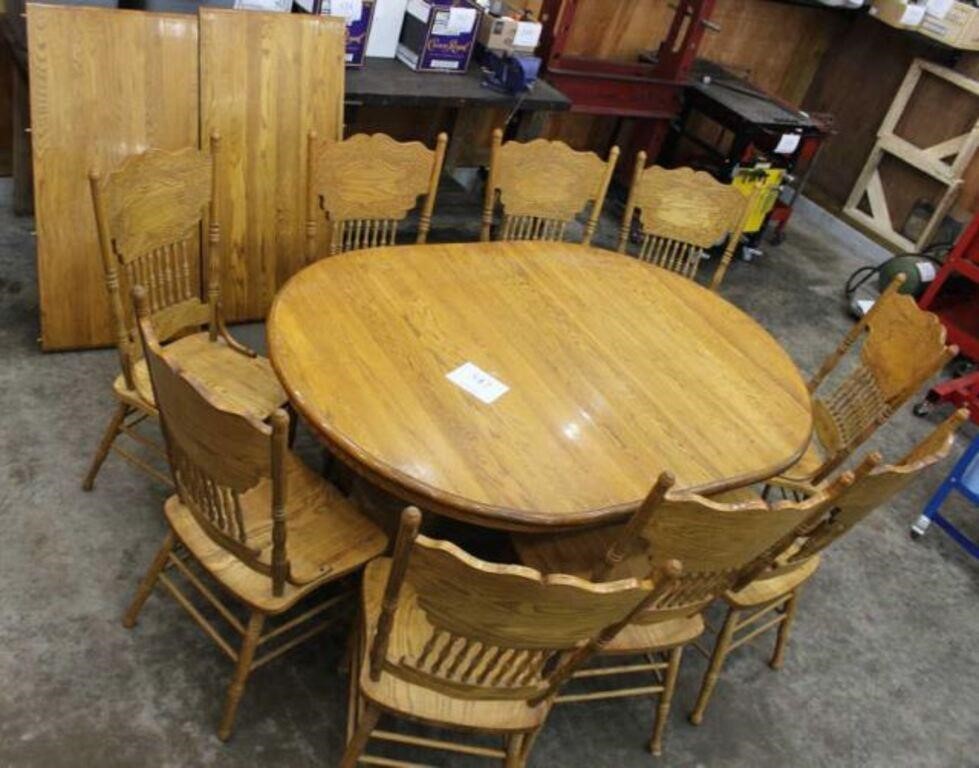Solid Wooden Kitchen Table w 9 Chairs / 2