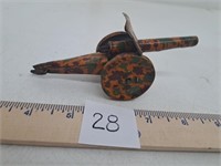 Vintage Litho Camoflaged Toy Cannon with Spring