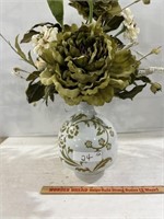 Green and White Ceramic Flower Vase