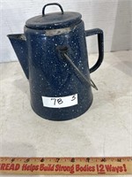 Blue Enamelware Rustic Cowboy Coffee Pot