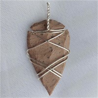 Wire Wrapped Stone Arrowhead Necklace Charm