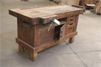 Wood Work Bench W/ (2) Vises Approx 68"x33"x37"