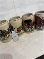(4) Budweiser "World Famous Clydesdales" Steins