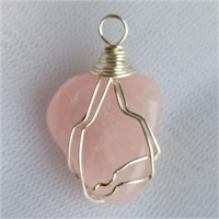 Wire Wrapped Rose Quartz Necklace Charm
