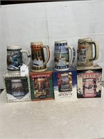 (4) Budweiser "Holiday" Beer Steins w/boxes